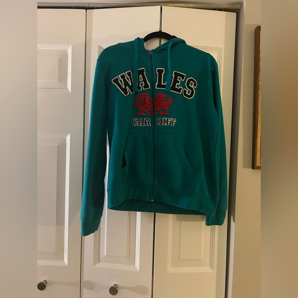 Manav Premier Clothing Girl’s Sz L Cozy Turquoise Cardiff Wales Zip Up Hoodie
